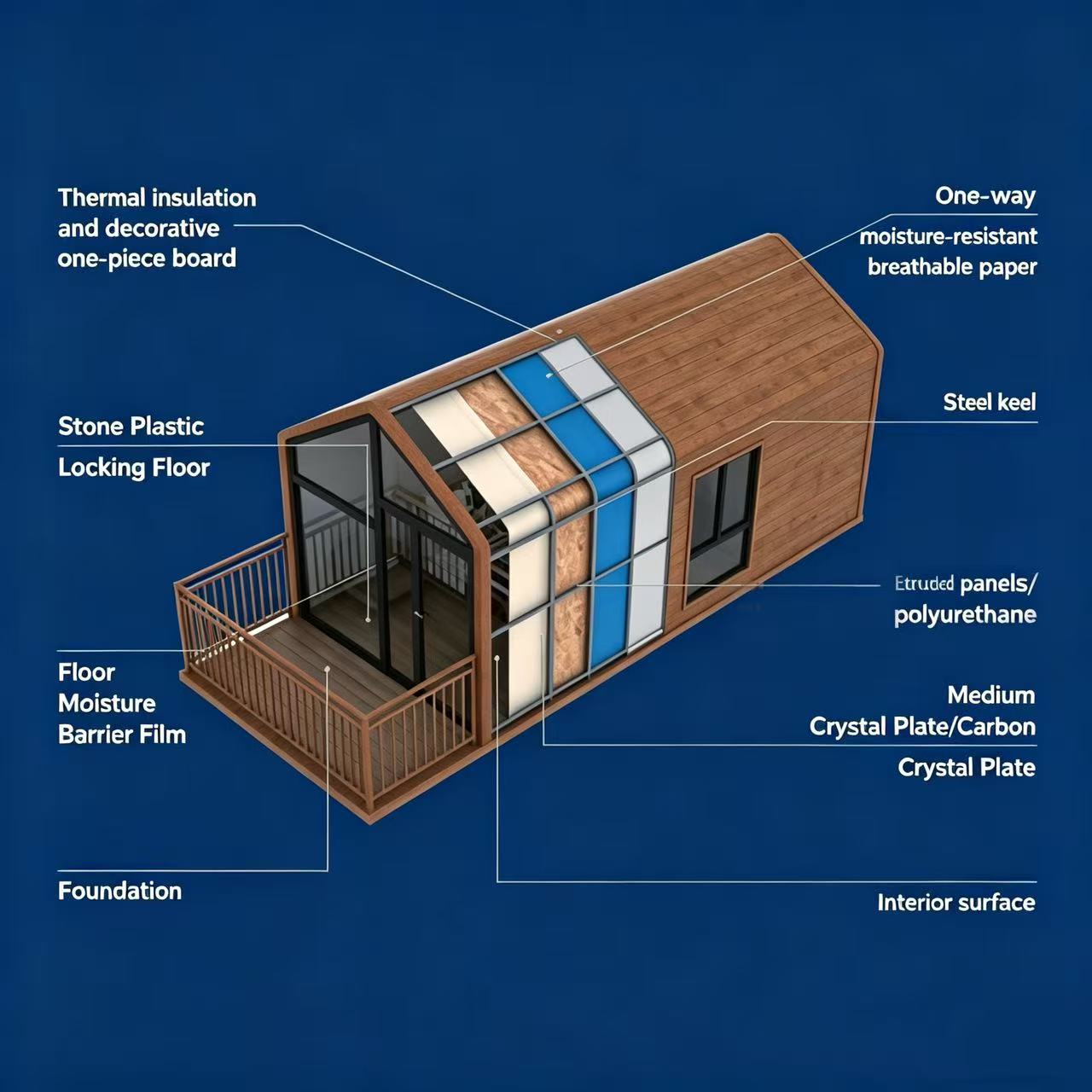 Quick Assemble Modular Steel-Wood Tiny House Modern Prefab Cabin Insulated Backyard Studio Hotel Use Luxury Garden Office