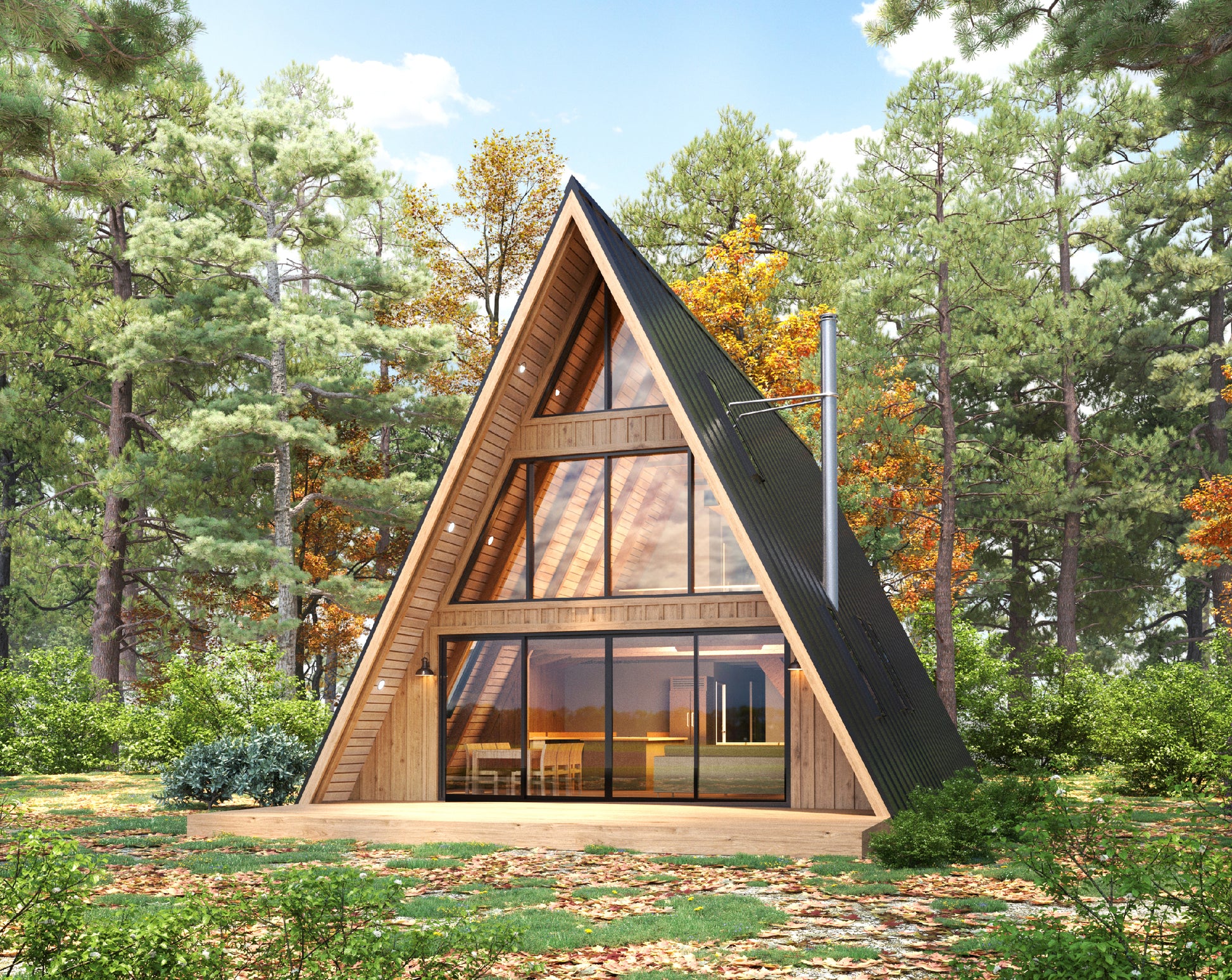 Luxury Triangle Light Steel Frame Tiny Home A-Frame House For Living Villa Homes Airbnb Casa Prefabricada