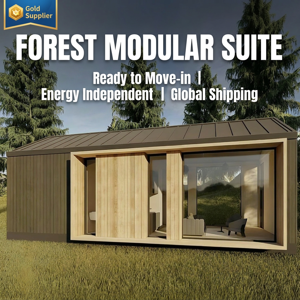 Forest Modular Suite 48m2 Luxury Pitch Roof Prefab House for Mountain Lodge and Eco Resort