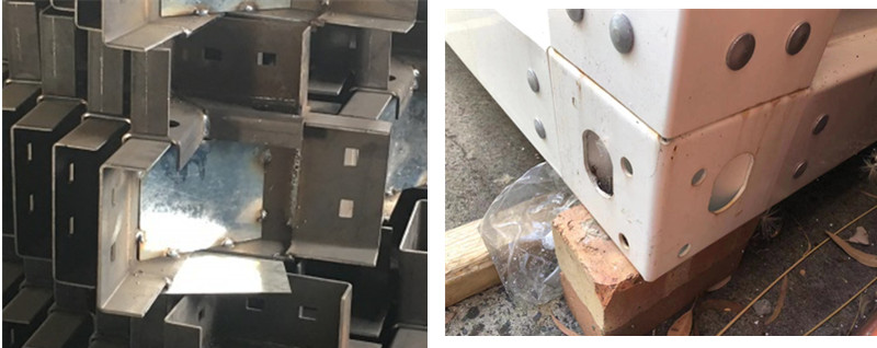 Standard welded corner showing vulnerability