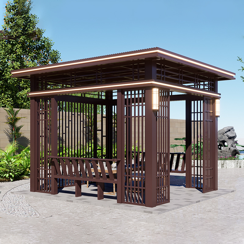 Factory-Customized New Chinese-Style Aluminum Alloy Gazebo Courtyards Outdoor Gardens Waterproof Windproof Corrosion-Resistant