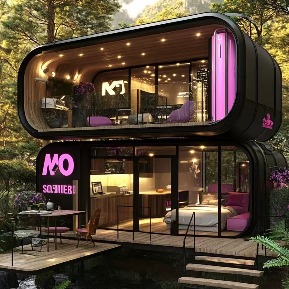 Luxury Space Capsule House for Glamping Prefabricated Steel Tiny House with Two Bedrooms Ideal for Outdoor Adventure
