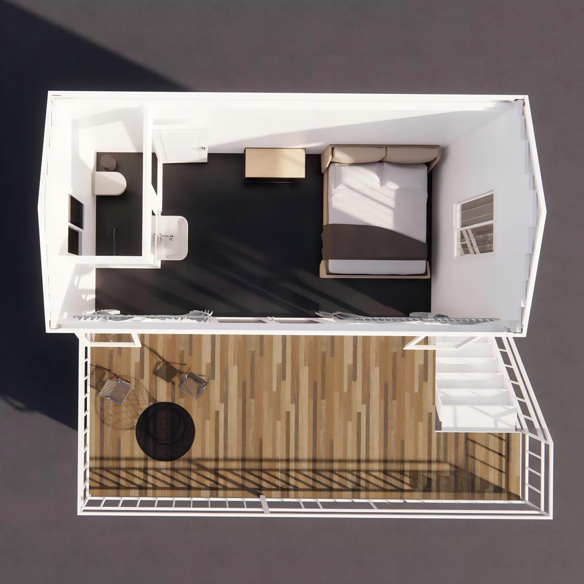 Luxury Double-Story Quick-Install Prefab Container House With External Staircase For Shops, Dormitories, Offices And Villas