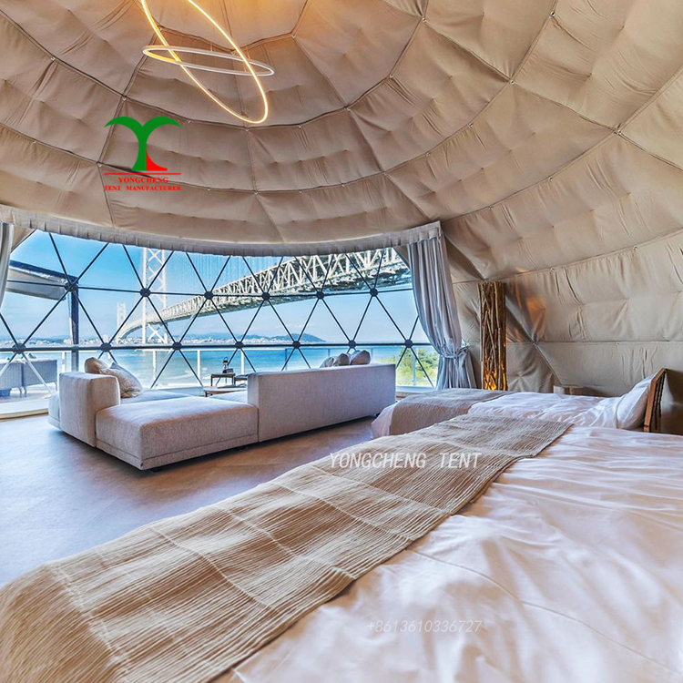 Dome Tent Outdoor House With Bathroom Winter Geodesic Complet Glamping Tents for Sale
