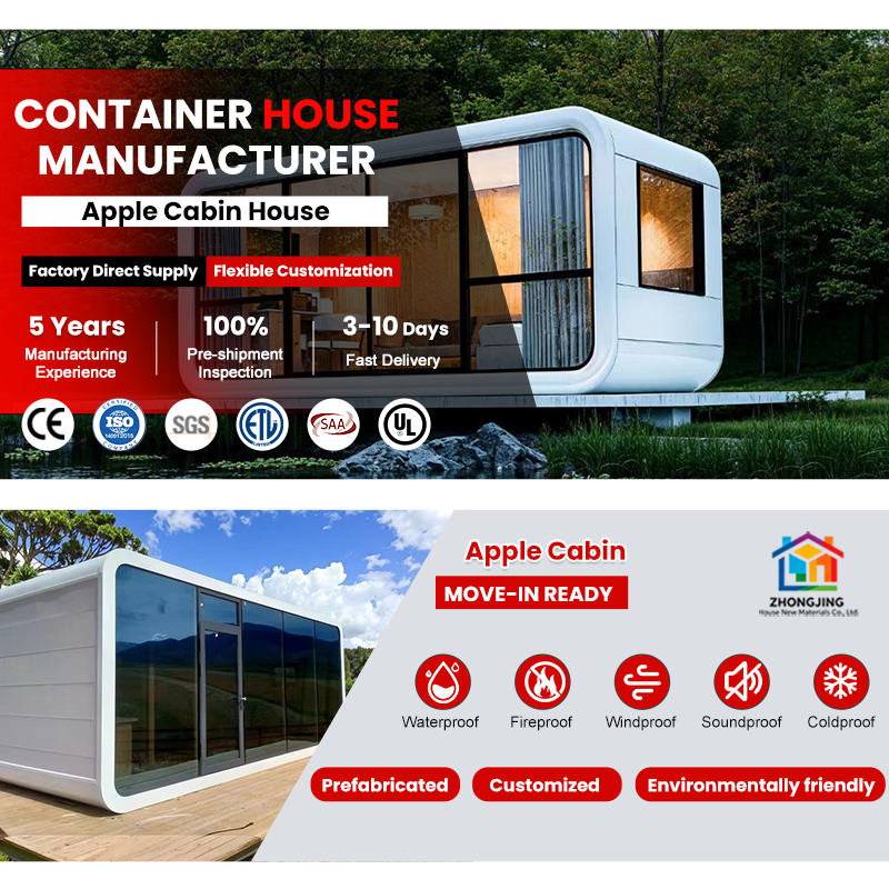 Prefabricated Eco Friendly Glamping Pod for Mountain Resort and Scenic Area Accommodation Mobile Apple Cabin House