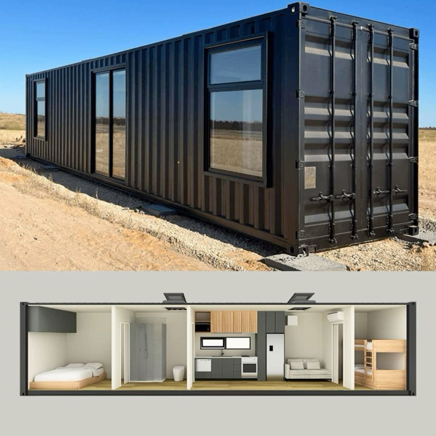 Tiny House Villa Prefab Shipping 20ft 40ft Flat Pack Container House Detachable Steel Modern Cabin House
