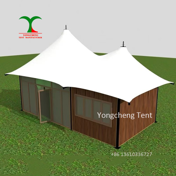 All Weather Outdoor Glamping Tents Four Season Safari Fabric Tents Hotel Style Modular Resort Tents Cabin