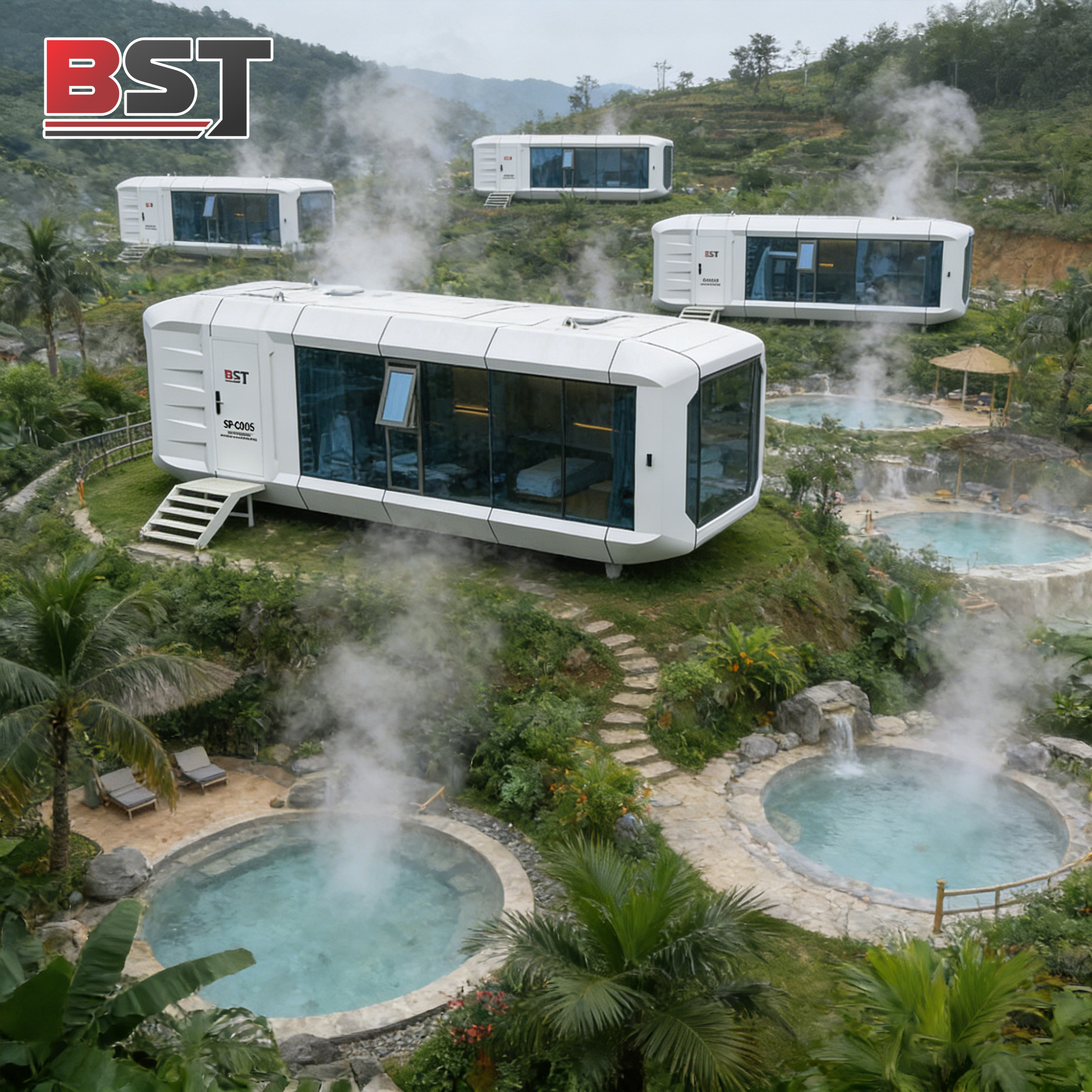 Tech Space Capsule Modern House Living Bathroom Smart System Prefabricated Modular Waterproof Steel