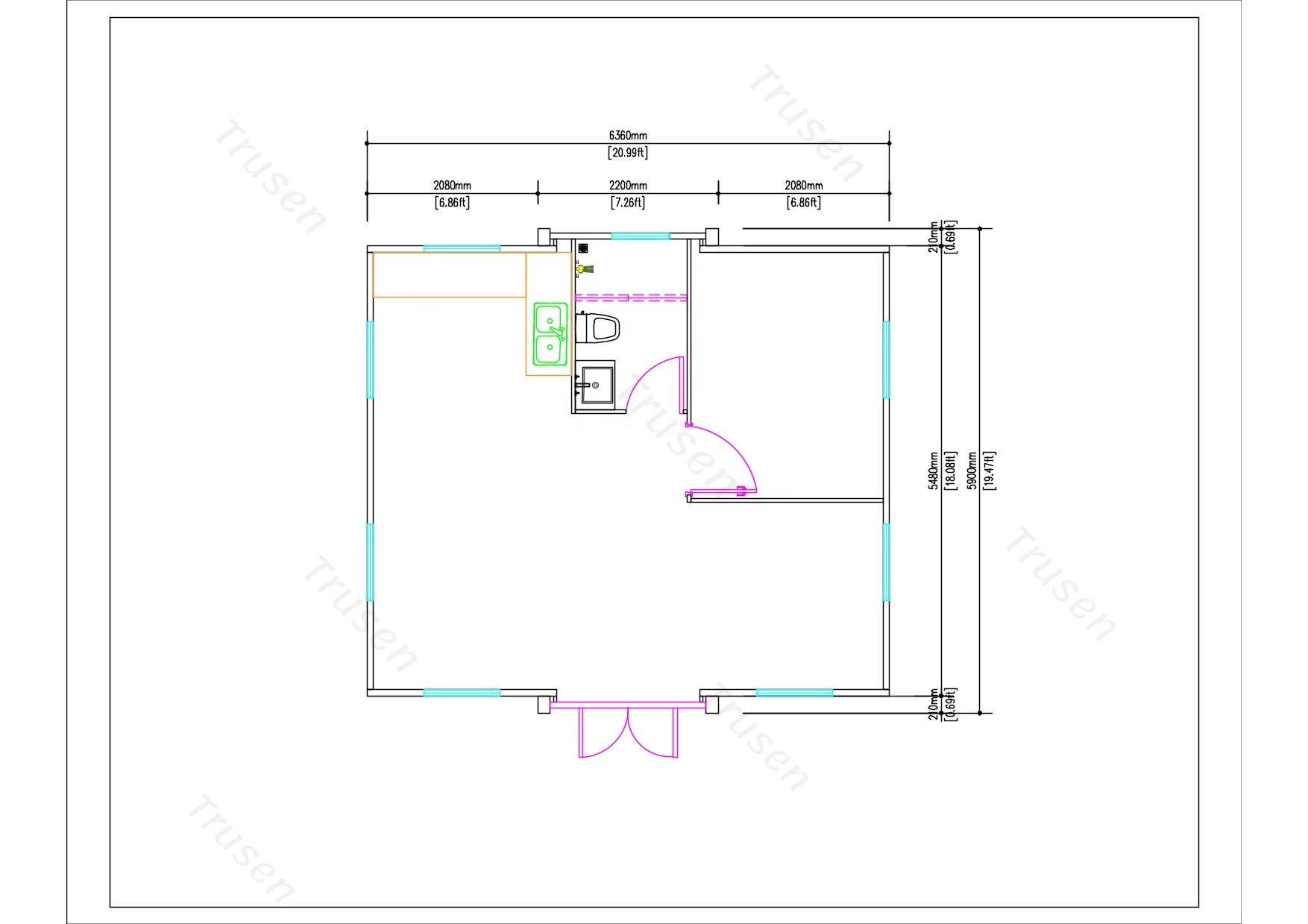 Modern Design Luxury Living Full Large Glass Wall Waterproof Modular Apartment Expander Home Integrated Home for Travel Vacation