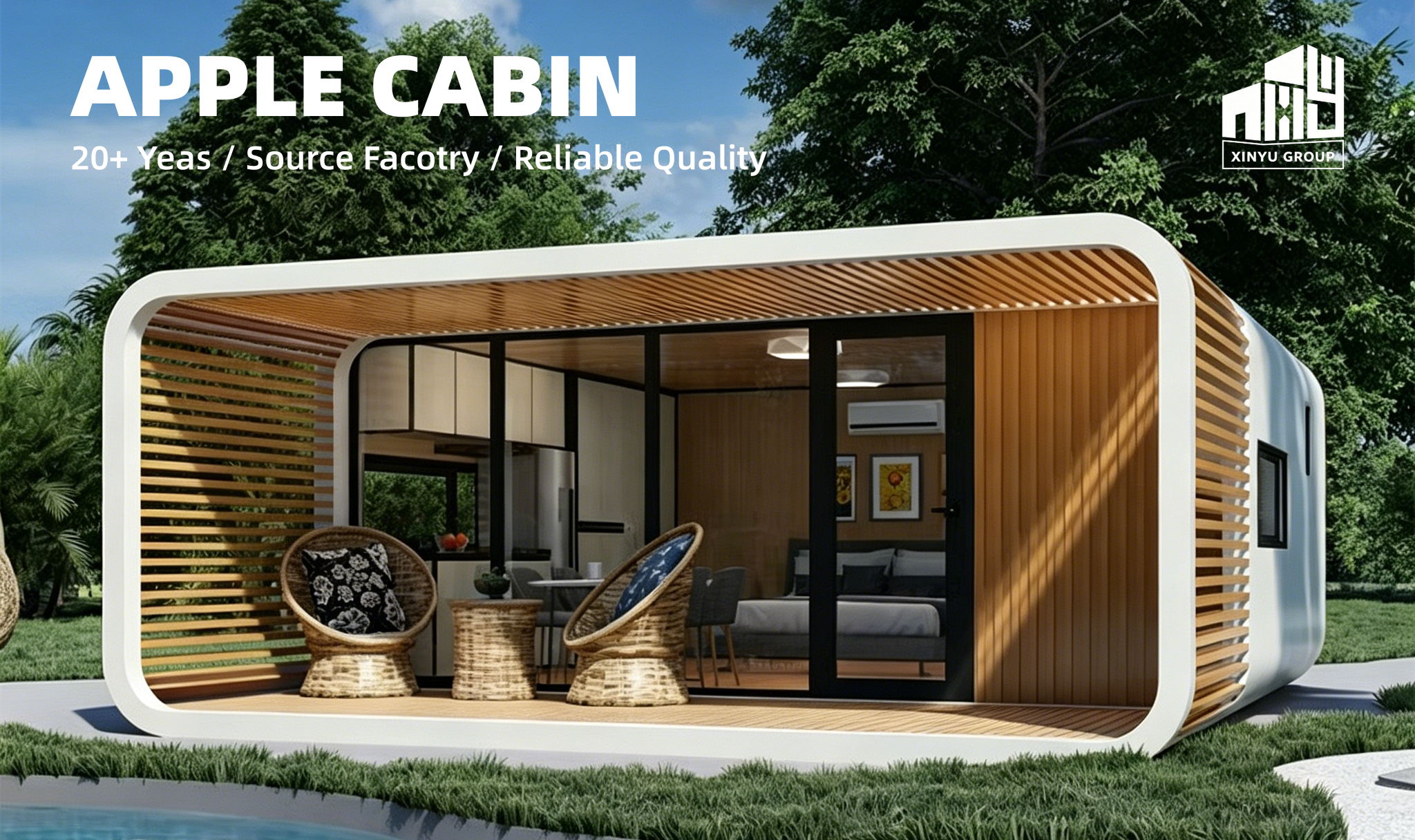 Low Price Luxury Customized Modular Design Outdoor Hotel Prefab House Comfortable Living and Working Movable Apple Cabin