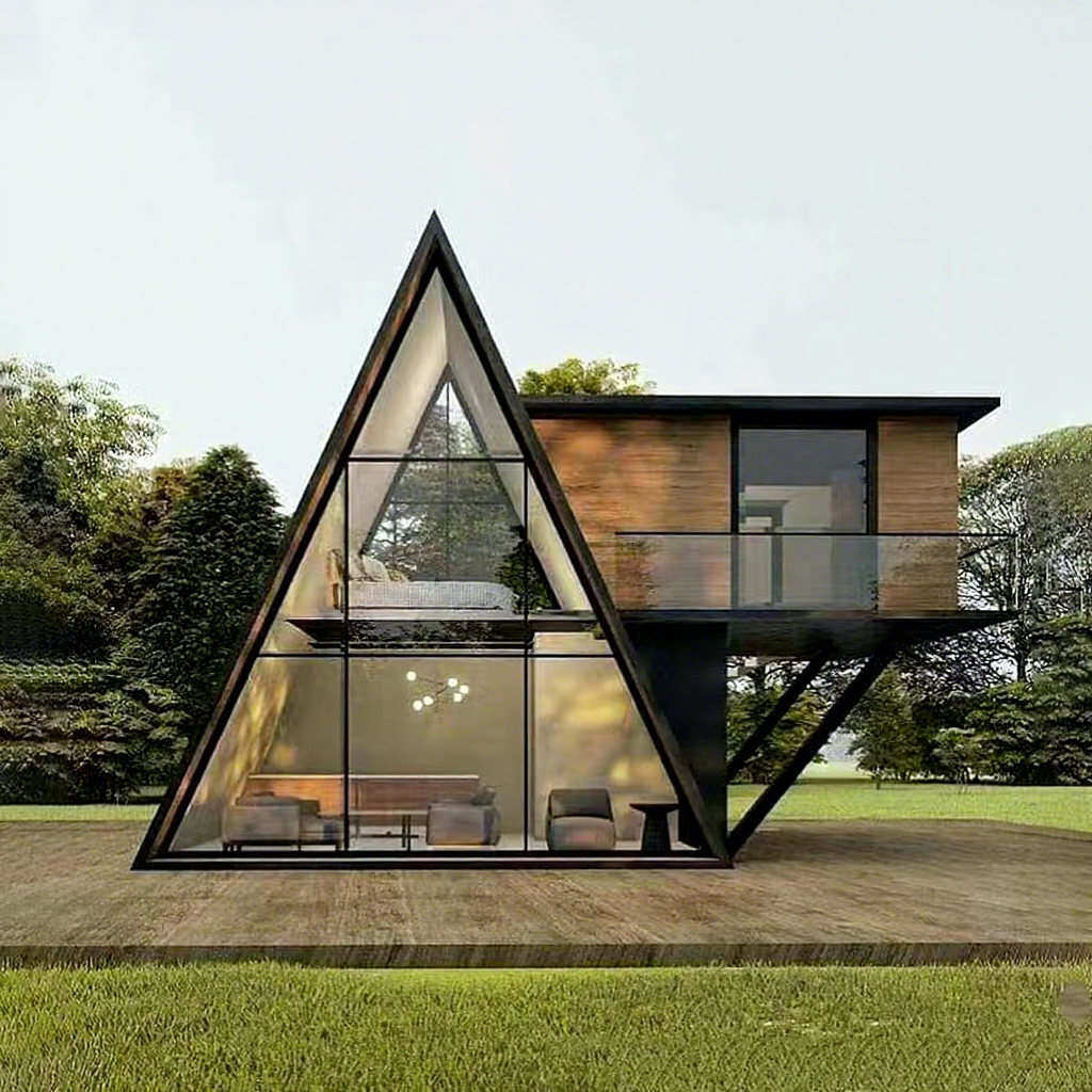 Steel Triangle House Sleeping Container Expandable For Hotel Villa Warehouse Office Building Or Apartment Use