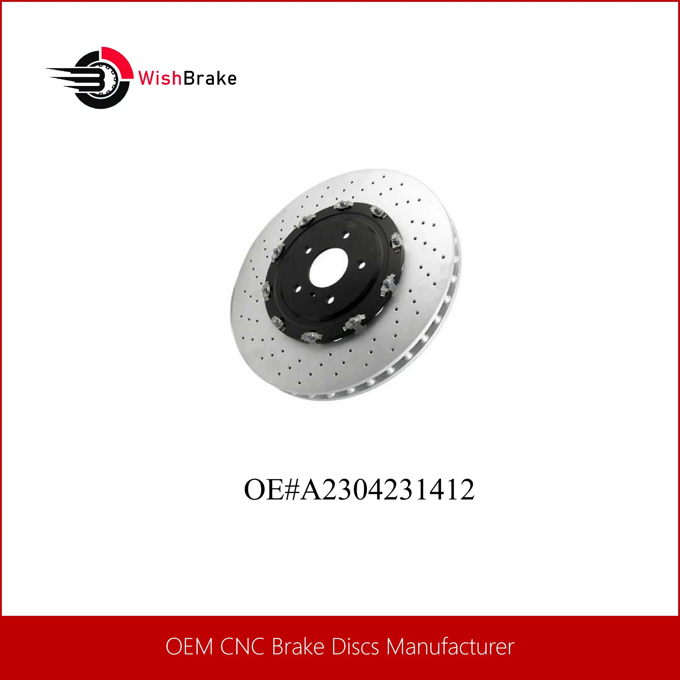 Disco de freno ventilado de alta carbono premium 390mm con diseño perforado