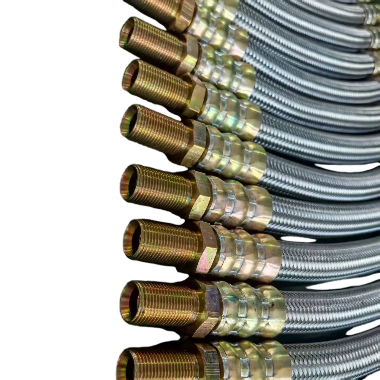 SAE100 R14 Tubos de Teflón trenzados de acero inoxidable de alta calidad certificados son resistentes al envejecimiento, a la ruptura y son adecuados para sistemas químicos, automotrices, hidráulicos y neumáticos