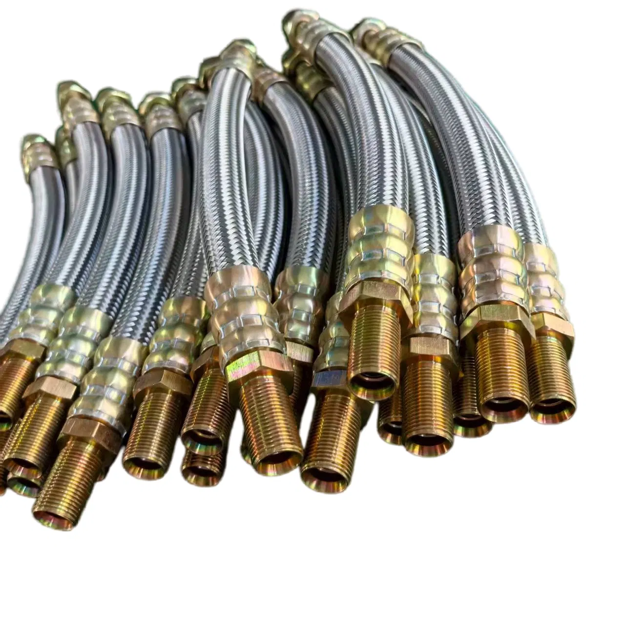 SAE100 R14 Tubos de Teflón trenzados de acero inoxidable de alta calidad certificados son resistentes al envejecimiento, a la ruptura y son adecuados para sistemas químicos, automotrices, hidráulicos y neumáticos