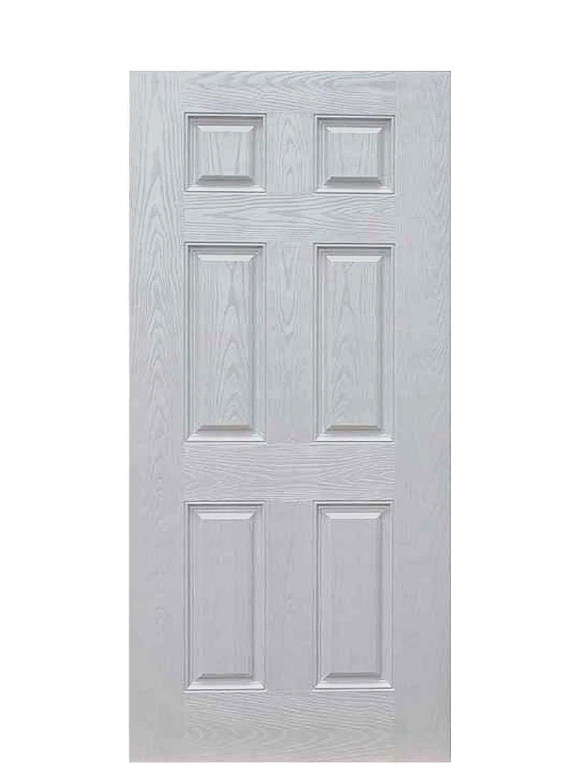 Fiberglass Smooth, Primed, Right Hand Outswing, Prehung Front Door, 6-Panel, 36'' X 80"