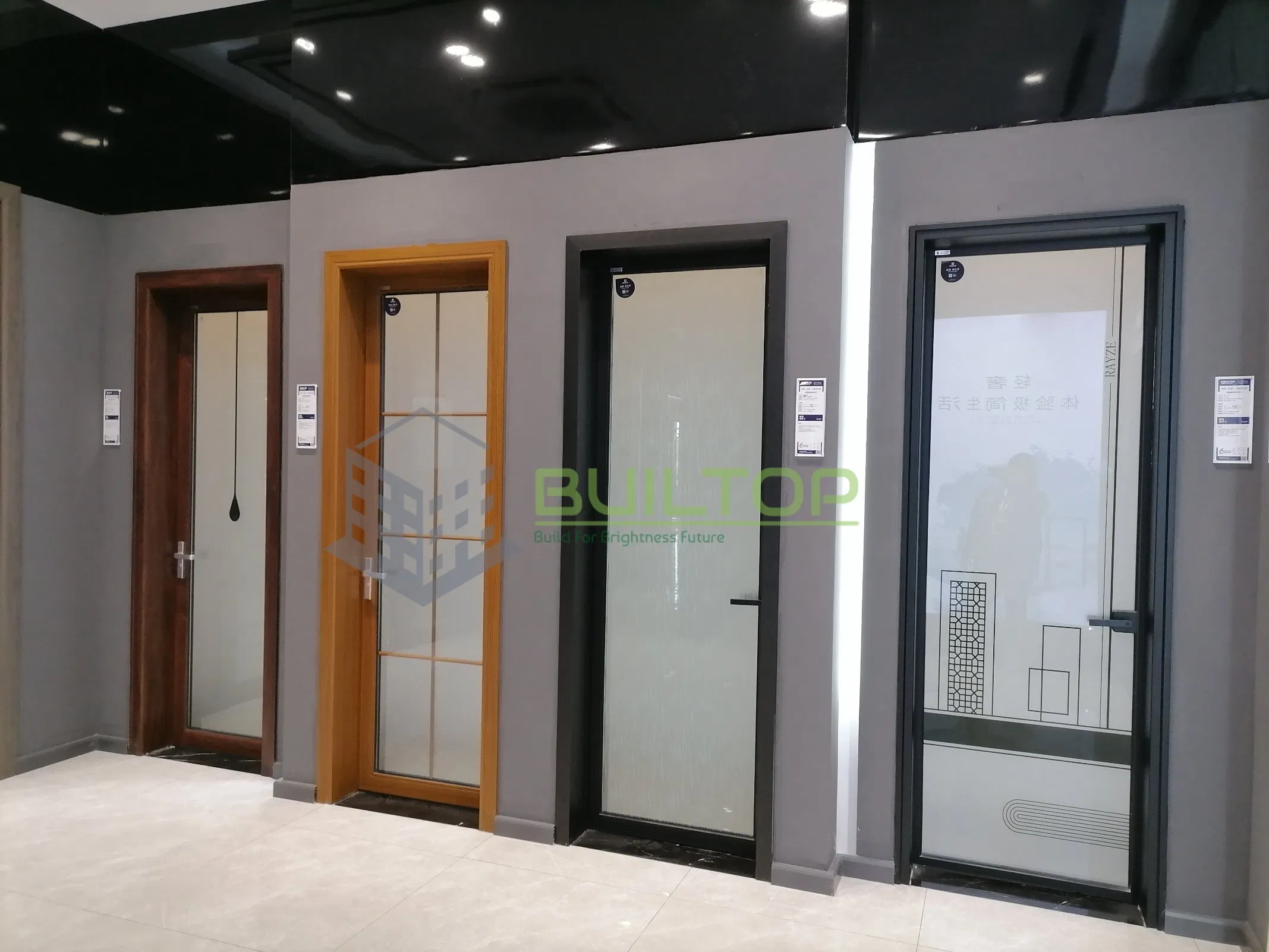 Interior Room Glass Door Aluminum Frame Black 8mm Glass Swing Door Hidden Hinge Toilet Bedroom Bathroom Hotel Glass Doors