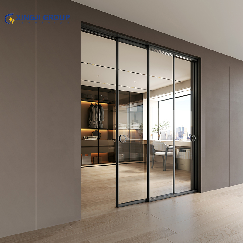Slim Frame Hidden Aluminium Glass Pocket Sliding Door
