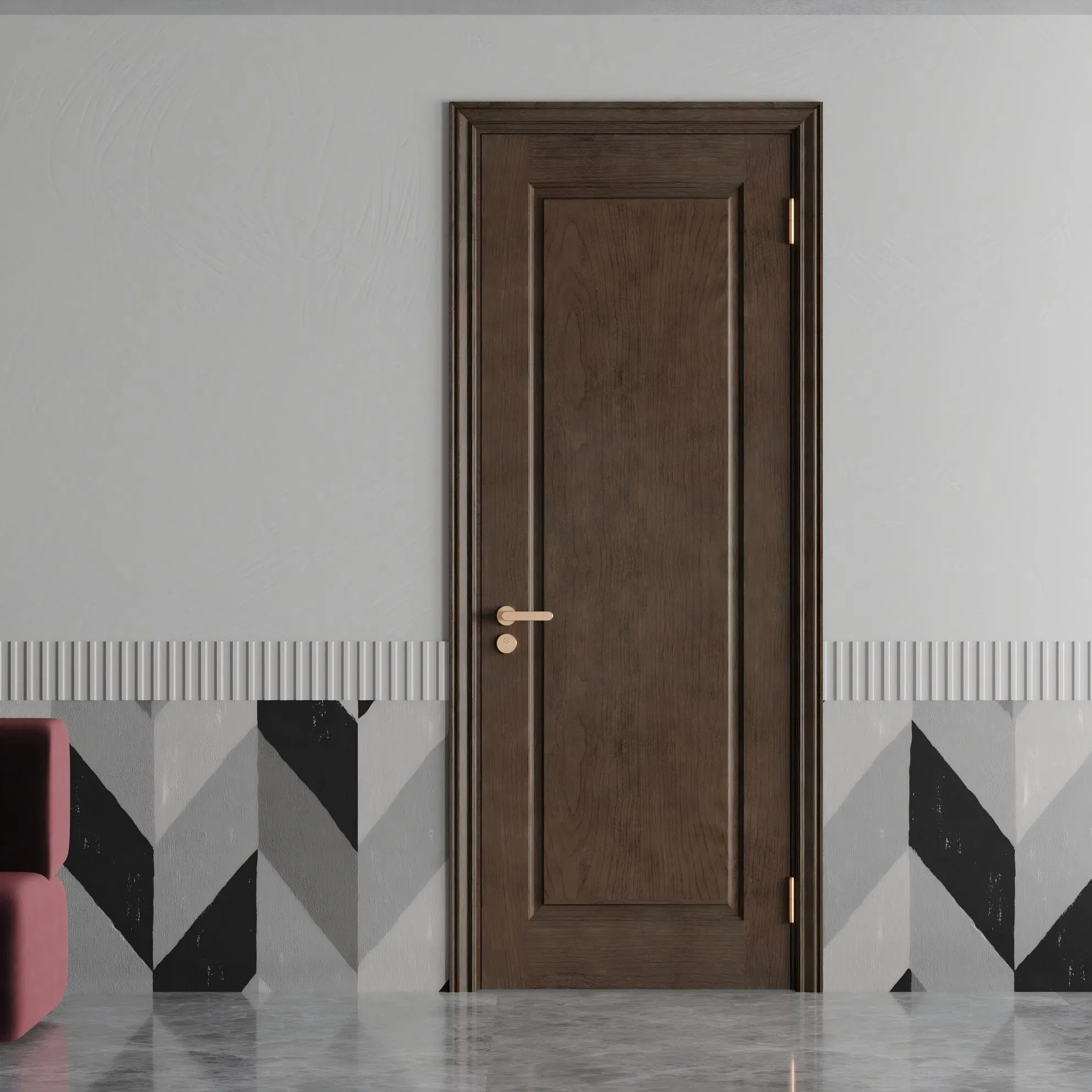 White Plain Bedroom Prehung Panel Interior Wood PVC Interior Hotel Primed Shaker Internal Hollow Core HDF Door for Home Hospital Villa Office Room