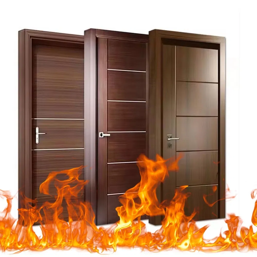 Factory Acoustic Wooden Fire Rated Door Interior Fireproof Wood Door for Hotel, Hospital, School, Apartment