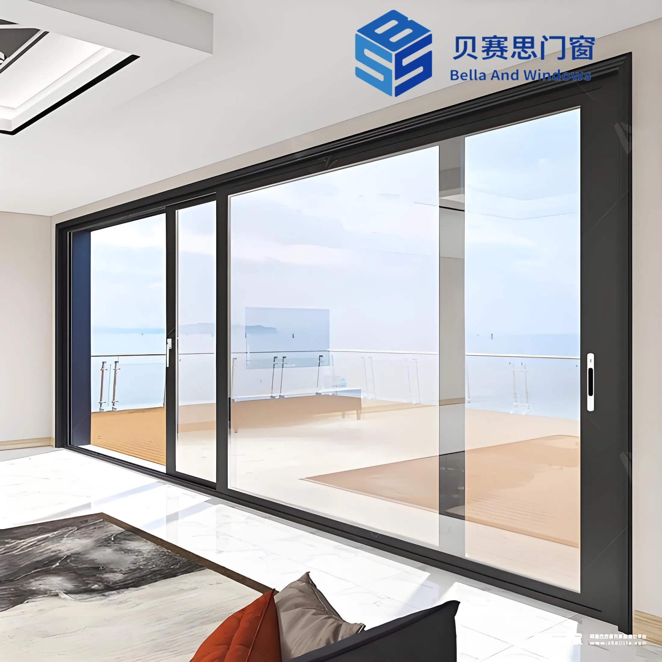 Chinese Supplier Villa-Grade Aluminum Sliding Doors with Hurricane-Resistant, Waterproof Performance Customized with Double Tempered Glass and Smooth Rails