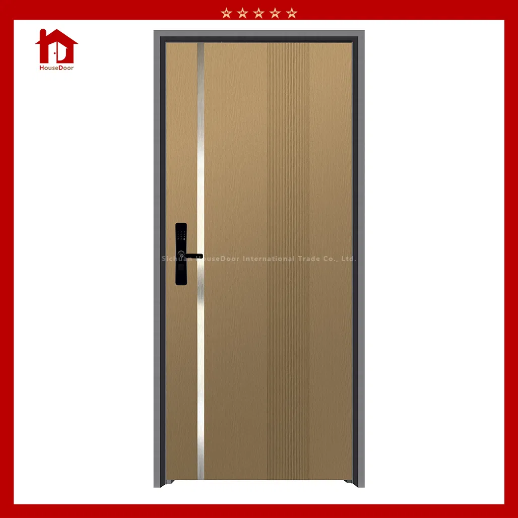 Ultra-Thin Frame Steel/Wood Door, Recessed Ss Strip, Hidden Dual Locks, Modern Flat Entry Door, Customized