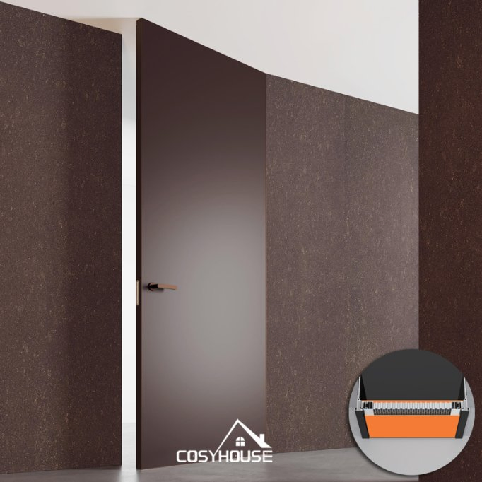 Modern Hidden Wood Door with Sleek Aluminum Frame