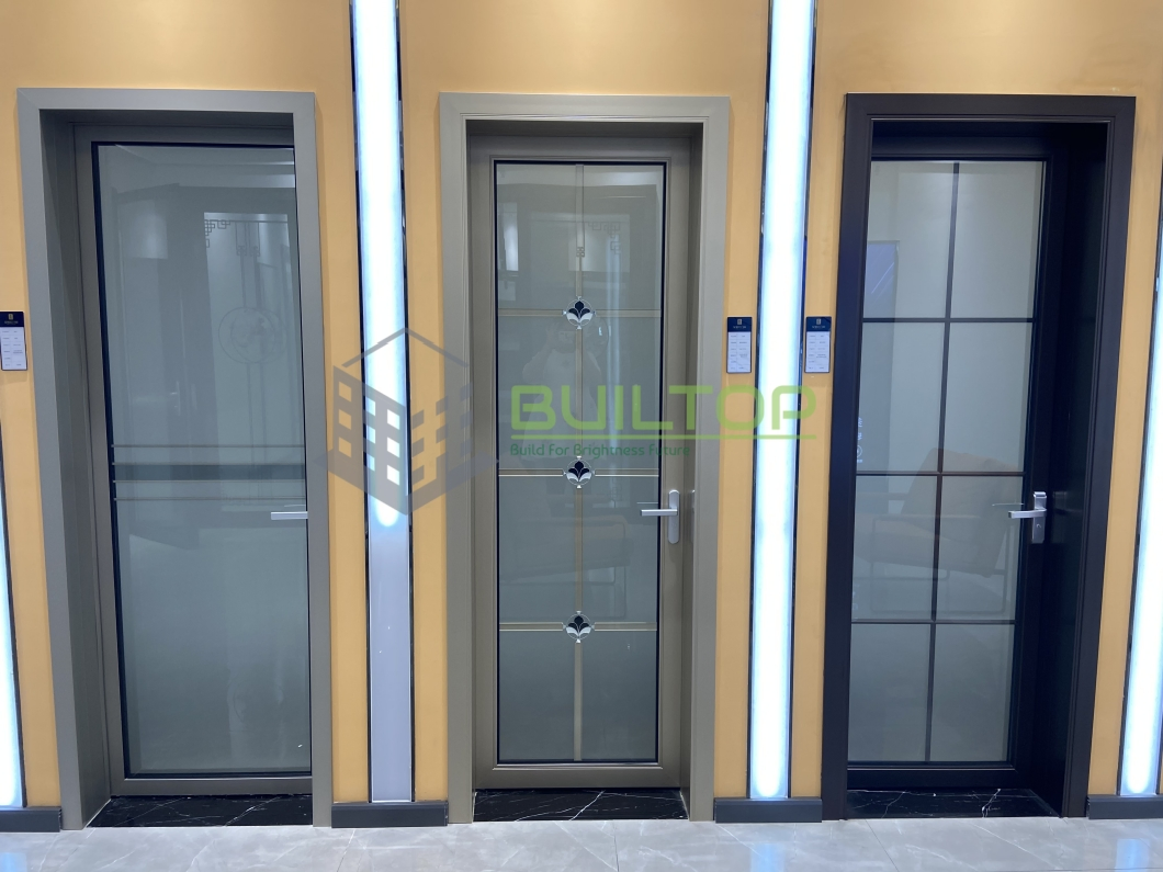 Interior Room Glass Door Aluminum Frame Black 8mm Glass Swing Door Hidden Hinge Toilet Bedroom Bathroom Hotel Glass Doors