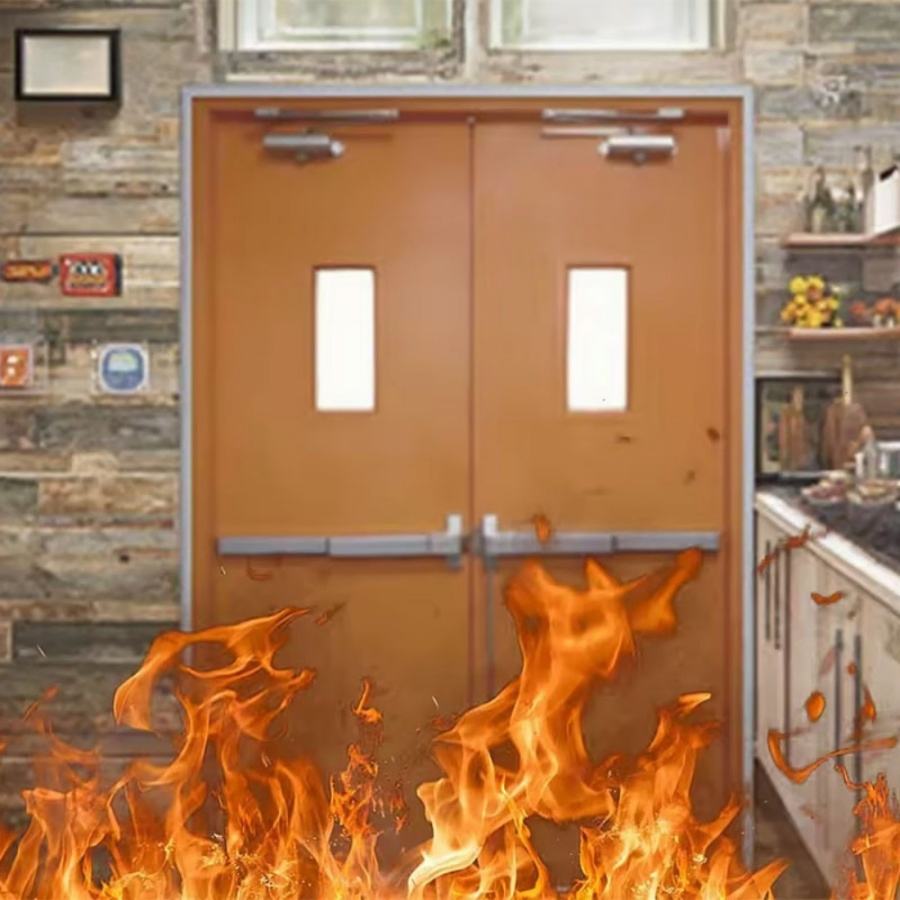 Emergency Exit Over 3 Hours Steel Metal Security Fire Rated Door with Panic Bar Hotel Apartment Hospital School Good Quality Steel Door Fire-Proof Door with Fir