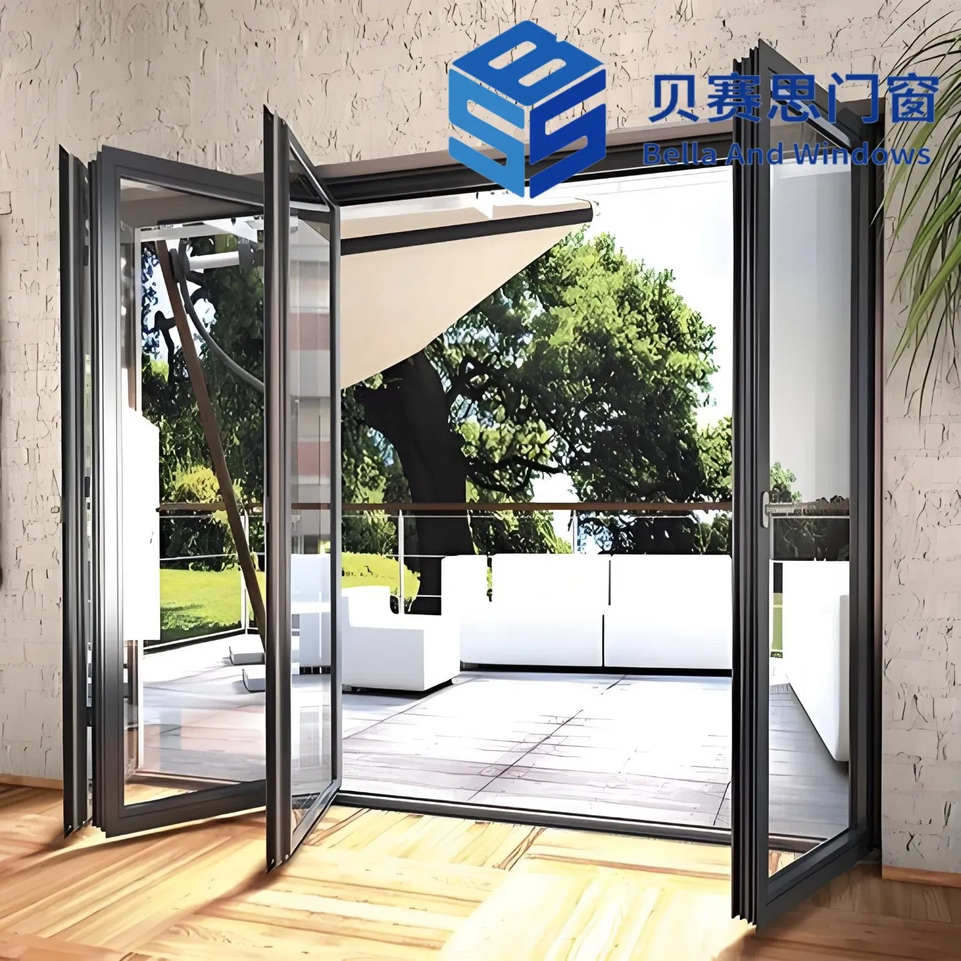 Chinese Manufacturer Factory Outlet Heavy-Duty Aluminum Alloy Folding Doors Hurricane-Resistant Option for Coastal Homes/Patios