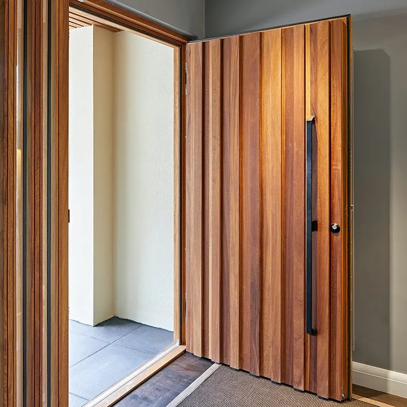 Factory Direct Modern Design Security Steel Glass Iron Single Metal MDF Pivot Interior Front Entry Solid Wood Wooden Timber Entrance Exterior Door