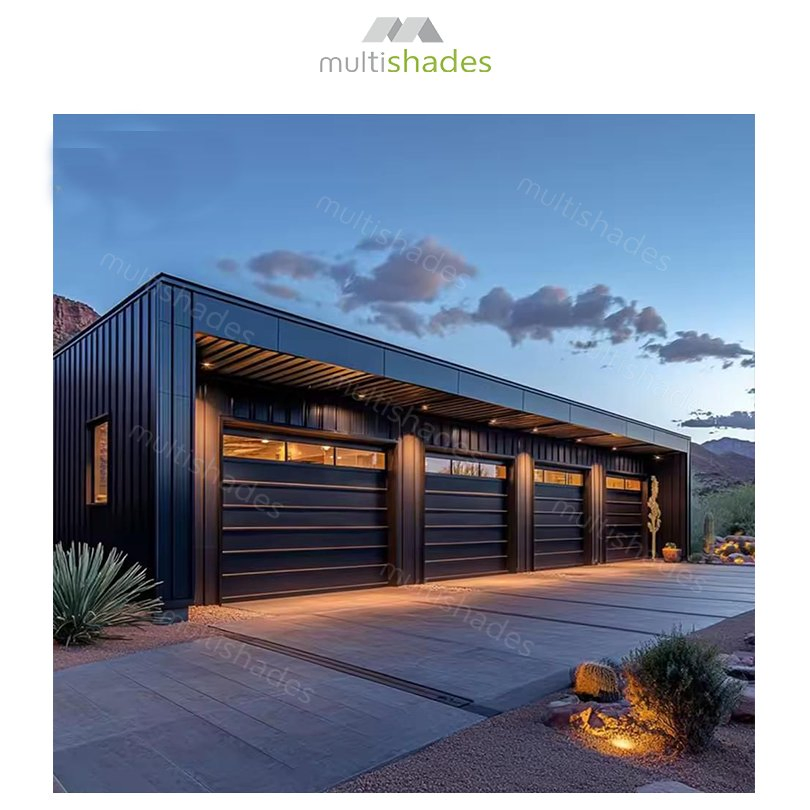 Multishades Folding Hurricane Resistant Folding Garage Door Smart Sensor Remote Control Thermal Insulation Waterproof Commercial Building Custom OEM