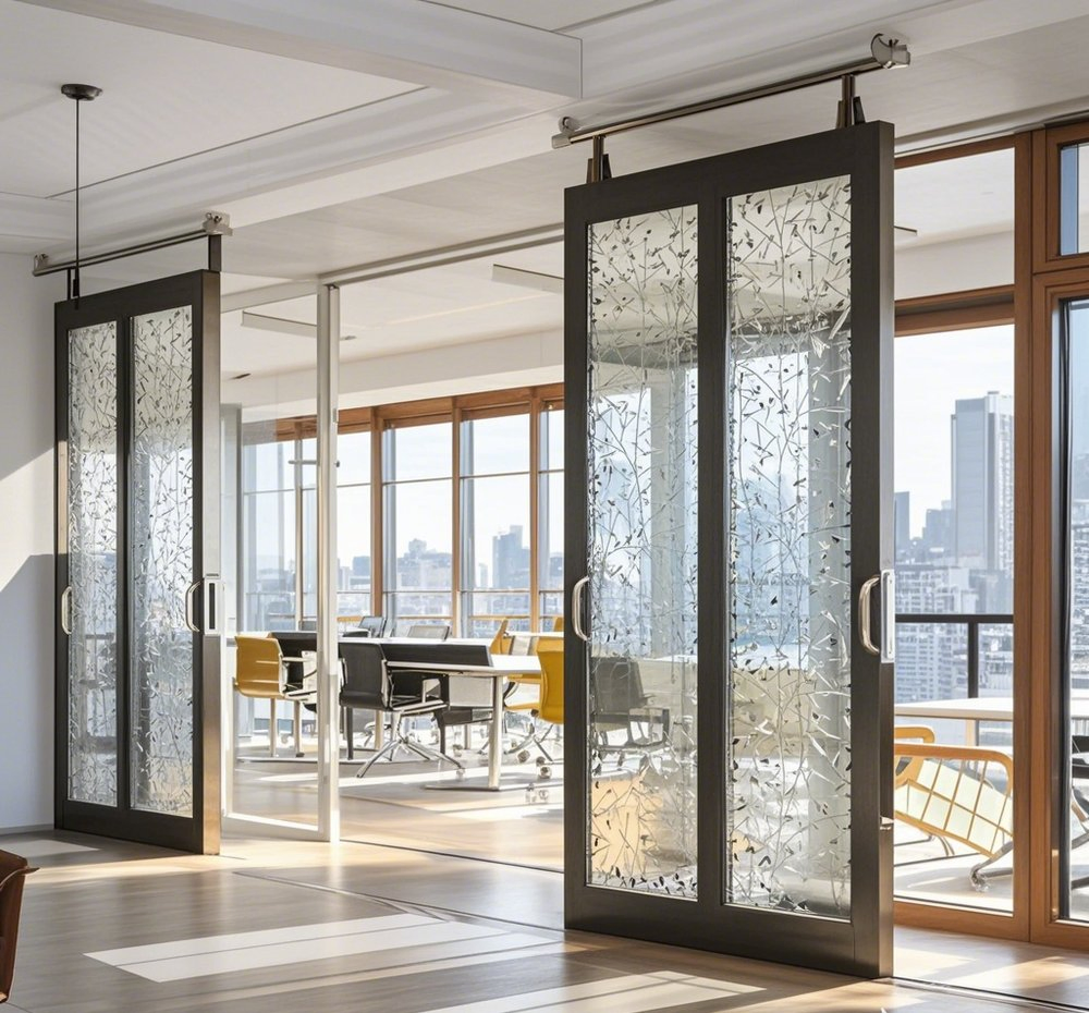 Pocket Doors Hardware Black Gold Aluminum Frame Frosted Glass Sliding Door Interior Kitchen Frameless Sliding Hidden Doors