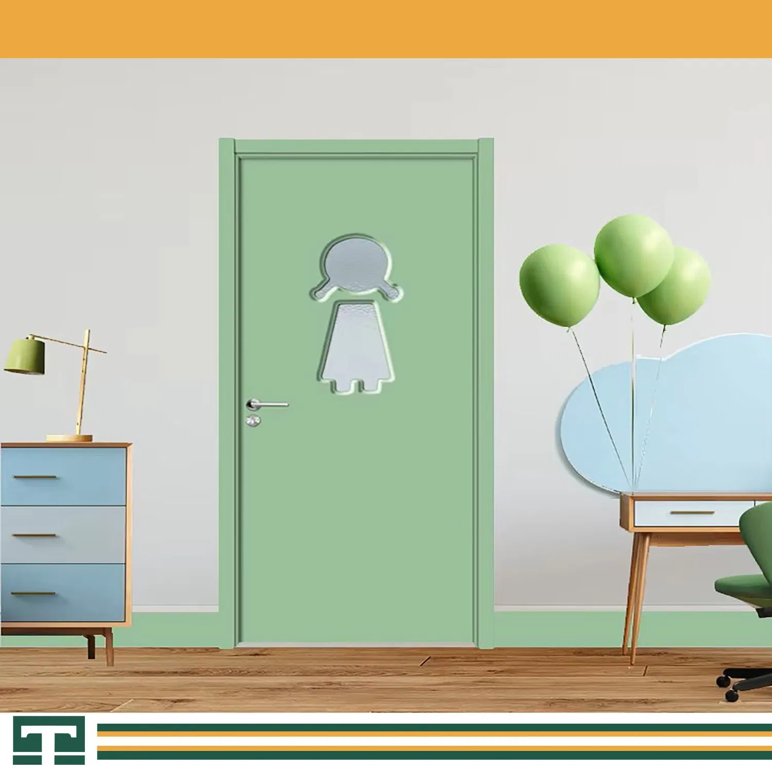 Custom High Quality Eco-Friendly Internal Acoustic Wooden Door Laminated MDF Solid Wood Entry Interior Fire Rated Room Door for School Kindergarten