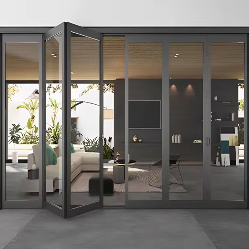 Hurricane-Resistant Double-Layer Tempered Glass Aluminum Frame Outdoor Folding Door Veranda