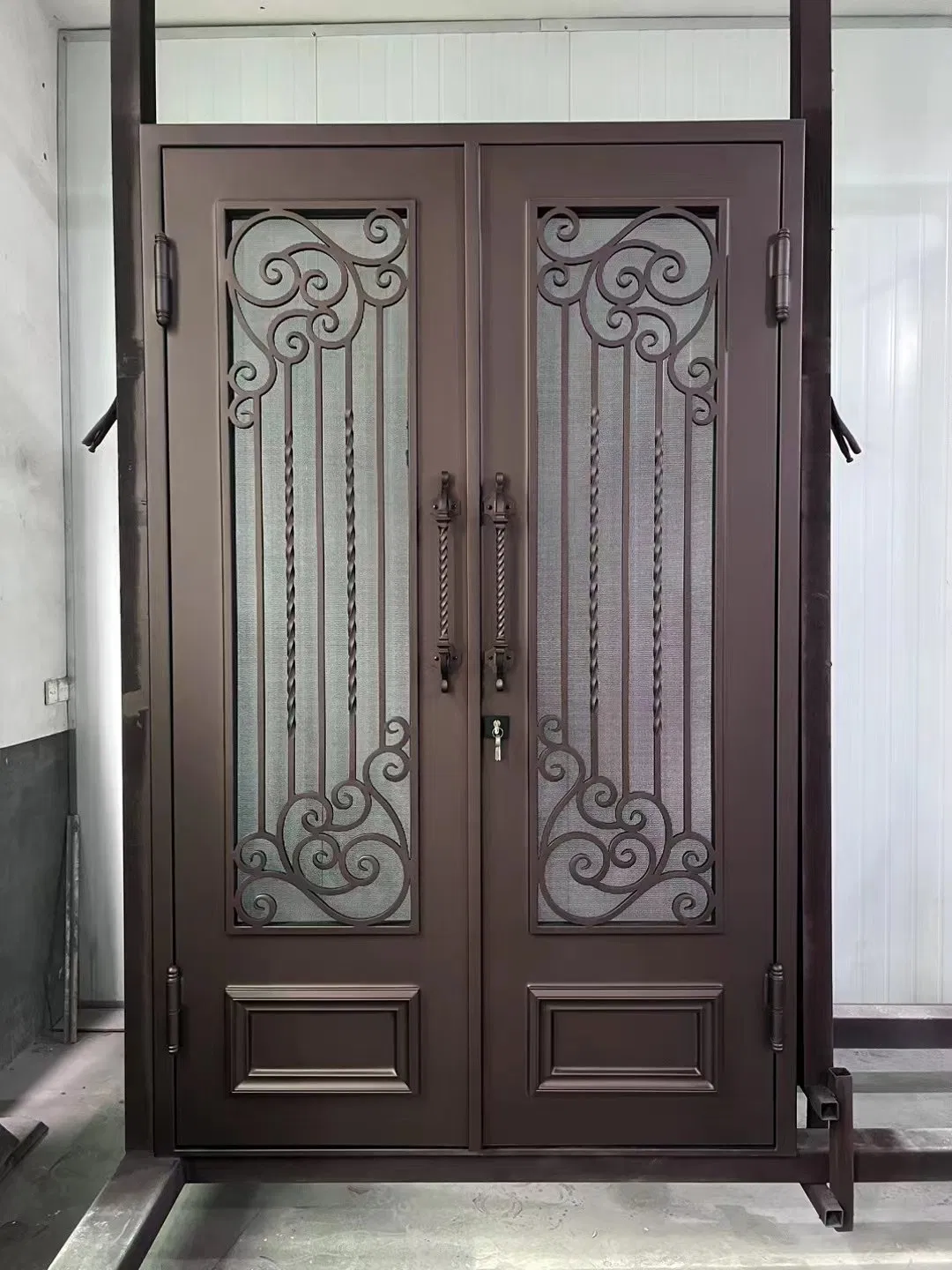 Residential Villa Customized Big Size Hurricane Luxury Design Wrought Iron Resistant Entrance Entry Door