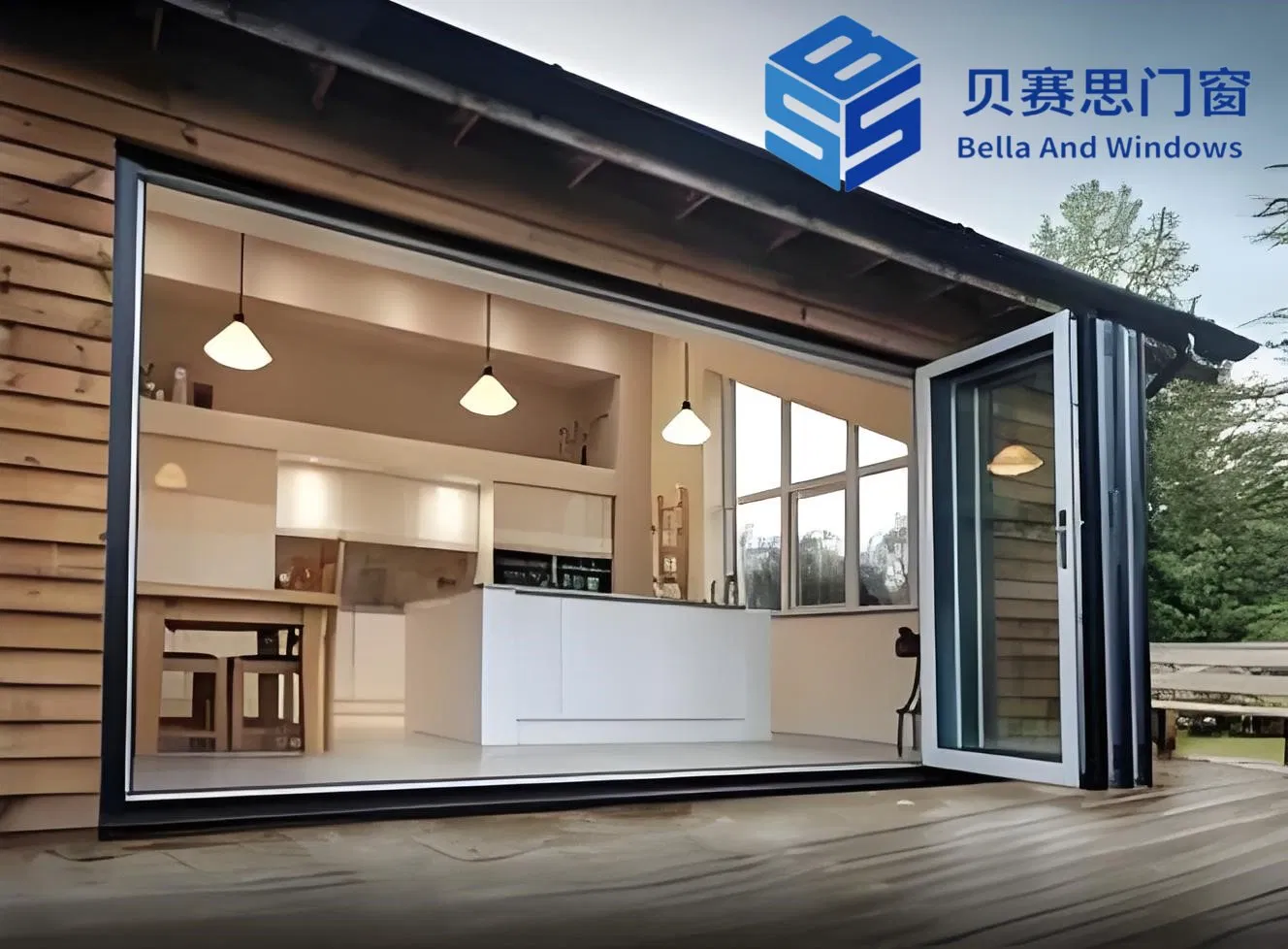 Chinese Manufacturer Factory Outlet Heavy-Duty Aluminum Alloy Folding Doors Hurricane-Resistant Option for Coastal Homes/Patios