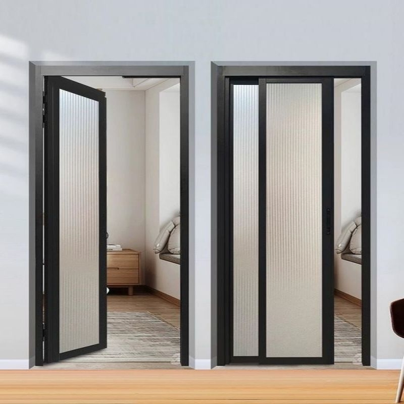 Pocket Doors Hardware Black Gold Aluminum Frame Frosted Glass Sliding Door Interior Kitchen Frameless Sliding Hidden Doors