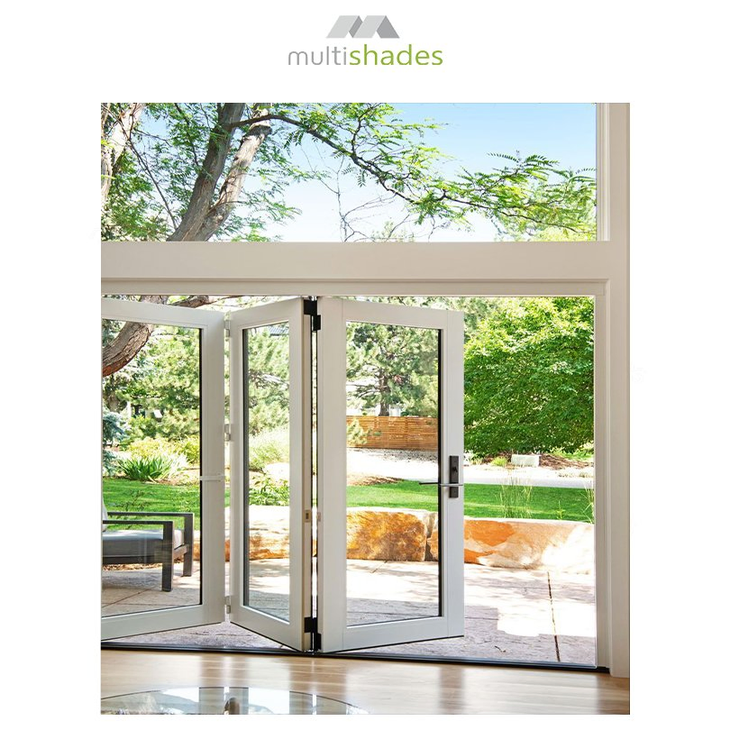 Multishades Modern Two-Panel Aluminum Folding Doors Premium Custom for Anchorage Arctic Climate USA Apartment Hurricane Resistant Soundproof Thermal Insulation