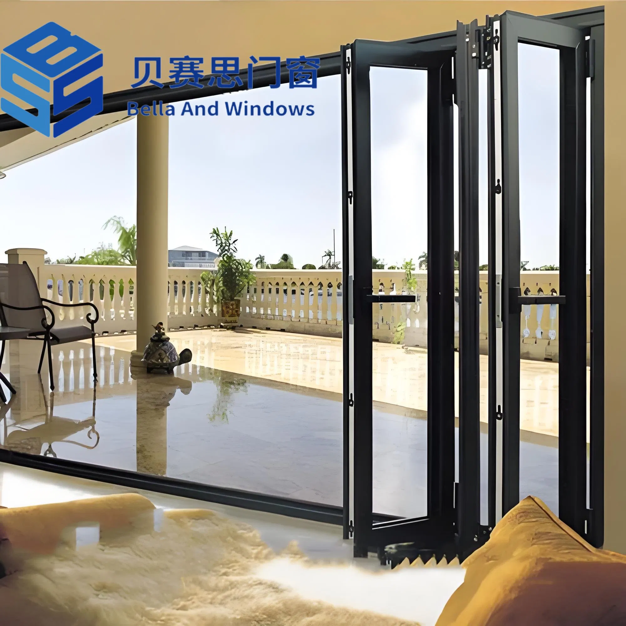 Chinese Manufacturer Factory Outlet Heavy-Duty Aluminum Alloy Folding Doors Hurricane-Resistant Option for Coastal Homes/Patios