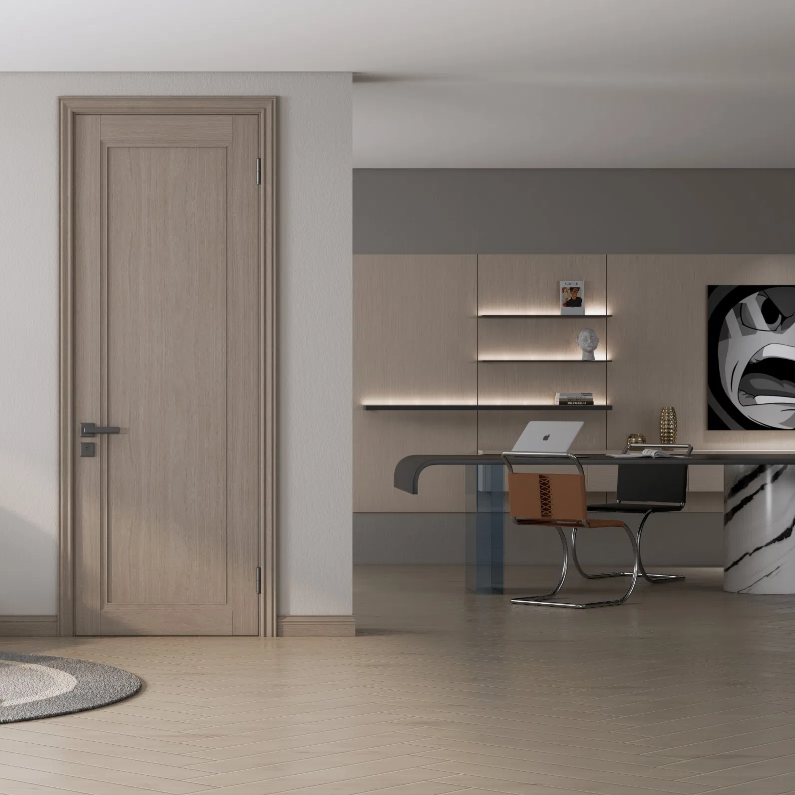 China Best Price MDF PVC Wood Security Bedroom Bathroom Solid Fire Rated WPC Plain House HDF Wooden Interior Door