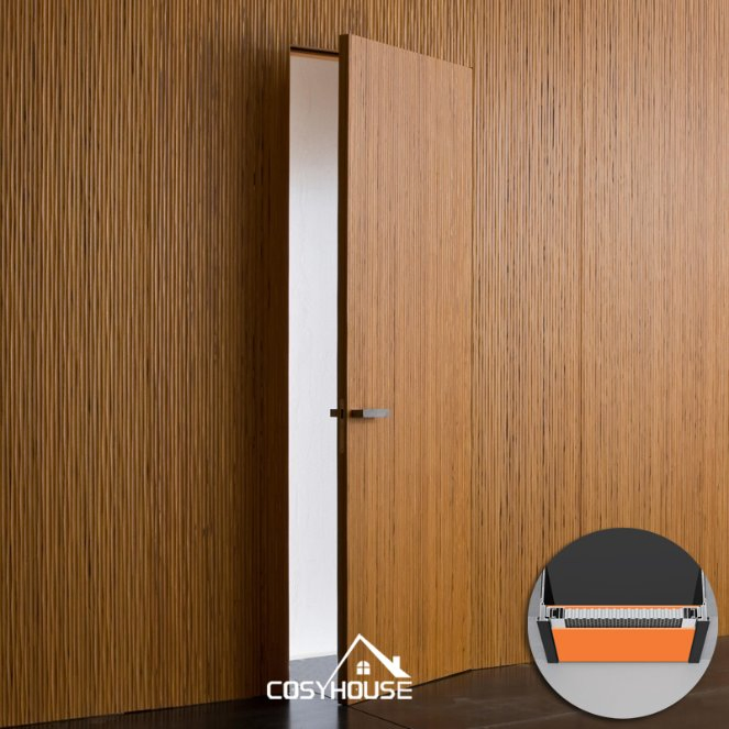 Modern Hidden Wood Door with Sleek Aluminum Frame