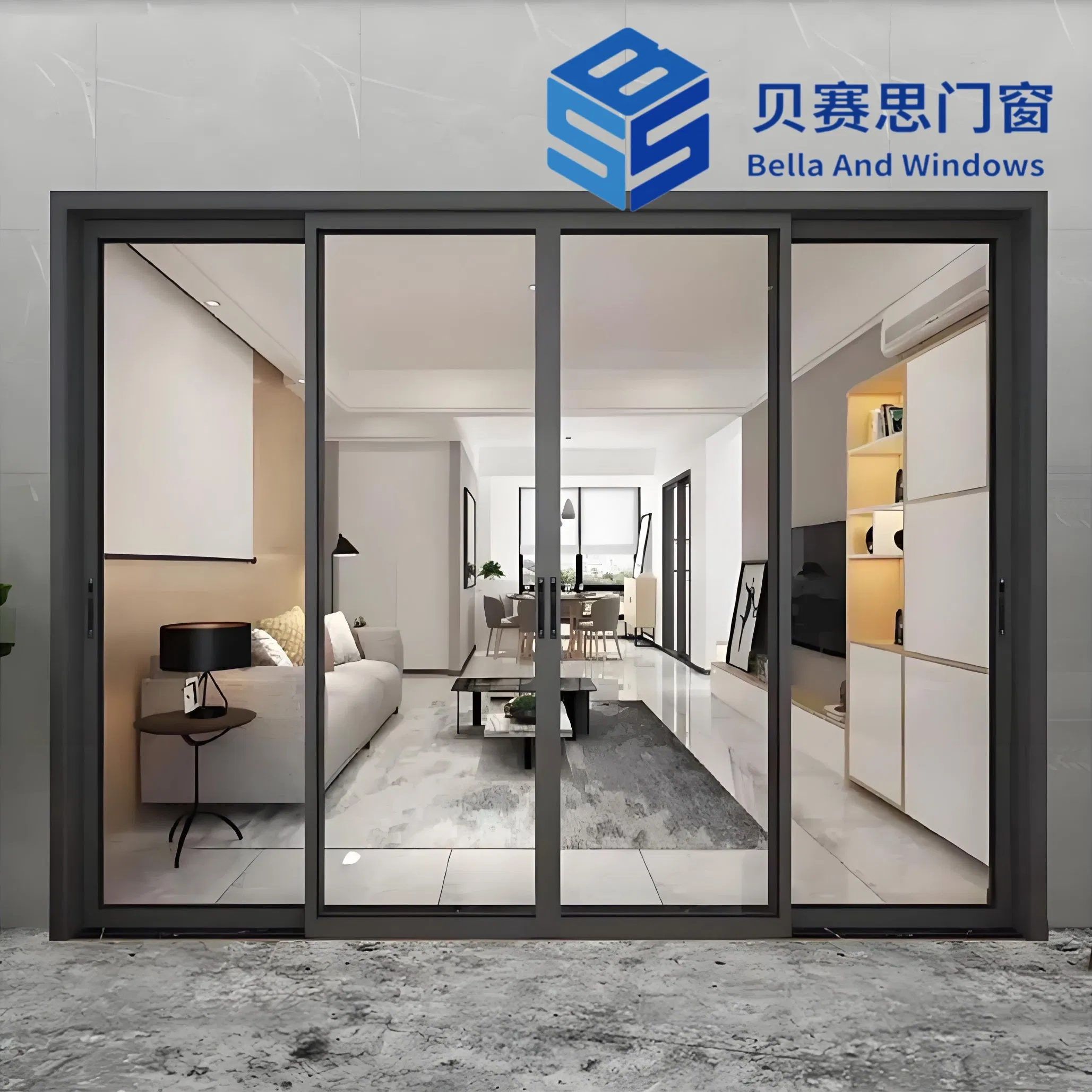 Chinese Supplier Villa-Grade Aluminum Sliding Doors with Hurricane-Resistant, Waterproof Performance Customized with Double Tempered Glass and Smooth Rails