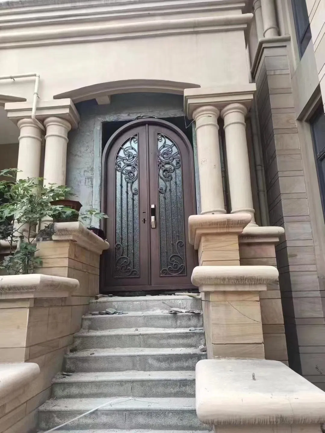 Residential Villa Customized Big Size Hurricane Luxury Design Wrought Iron Resistant Entrance Entry Door