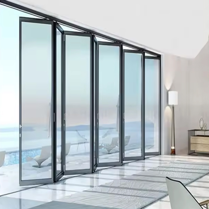 Hurricane-Resistant Double-Layer Tempered Glass Aluminum Frame Outdoor Folding Door Veranda