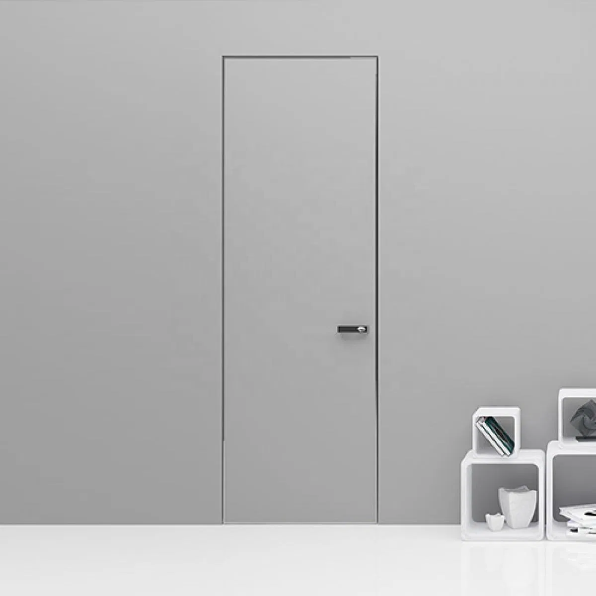 Customized Interior Invisible Wooden Door Hidden Consealed Wood Doors with Aluminum Frame