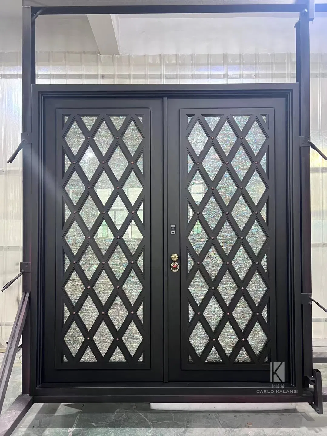 Residential Villa Customized Big Size Hurricane Luxury Design Wrought Iron Resistant Entrance Entry Door