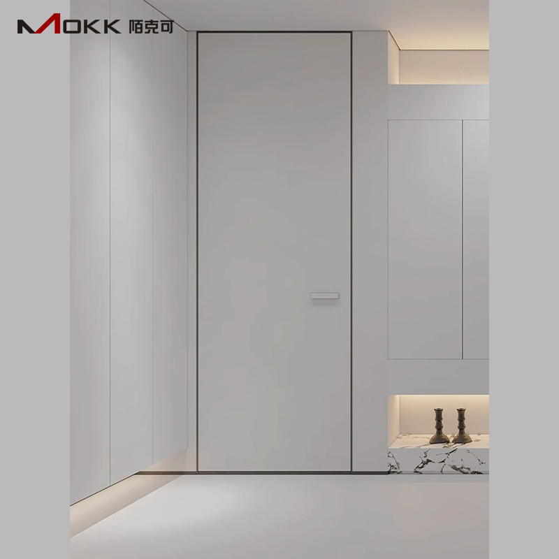 Interior Wood Veneer Hidden with Invisible Frames Frameless Door for Villahidden Doors, Concealed Frame Doors, and Hidden Doors Suitable for Hotels, Apartments