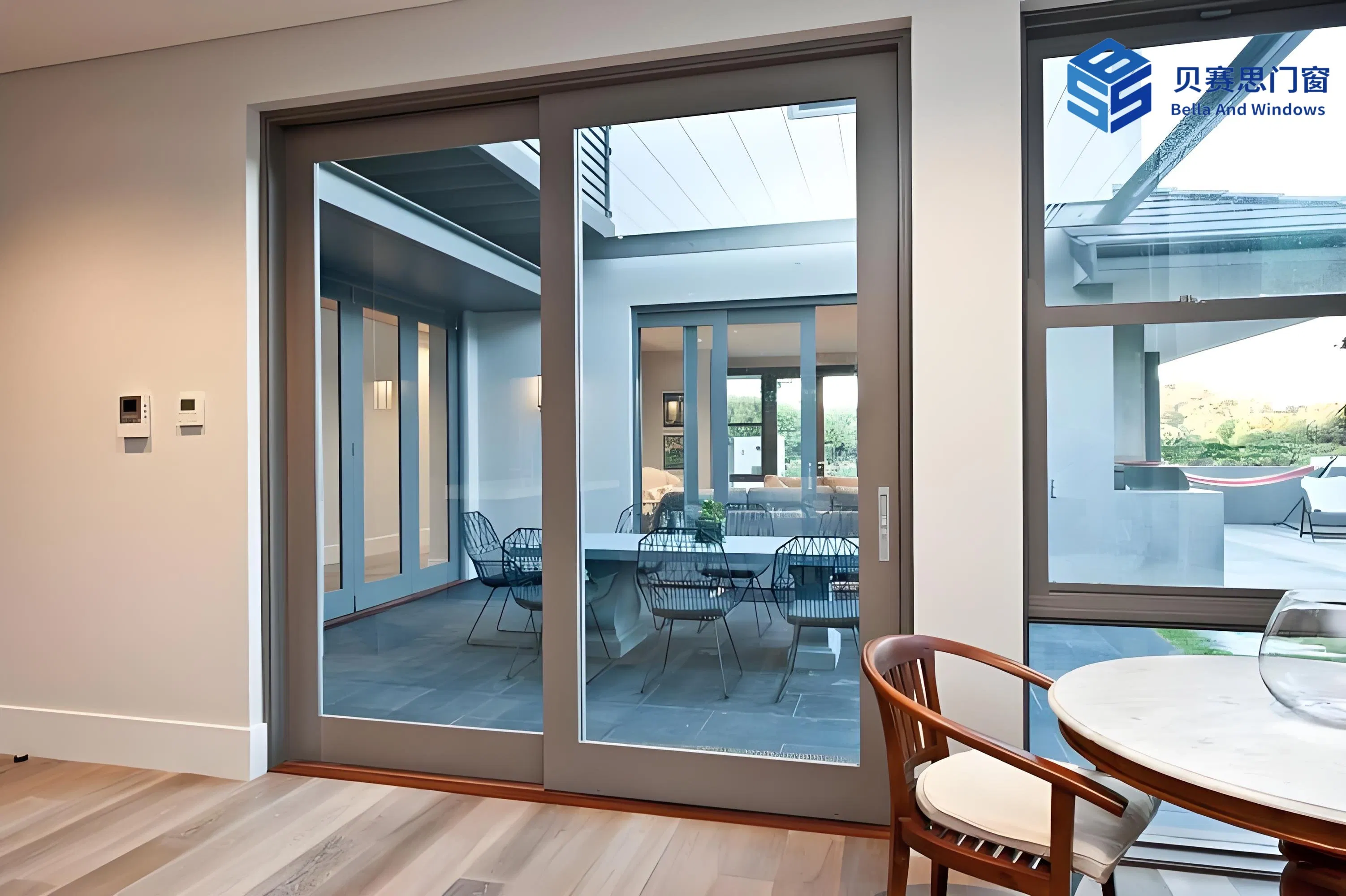 Chinese Supplier Villa-Grade Aluminum Sliding Doors with Hurricane-Resistant, Waterproof Performance Customized with Double Tempered Glass and Smooth Rails