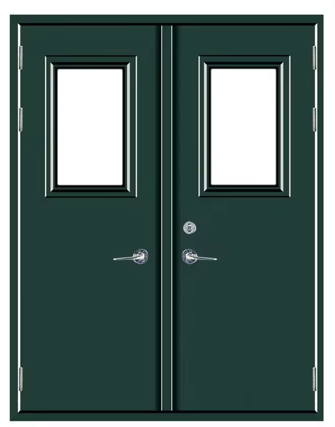 Hot Selling Modern Style Double Leaf Safety Emergency Exit Metal Door Fire Rated Steel Door