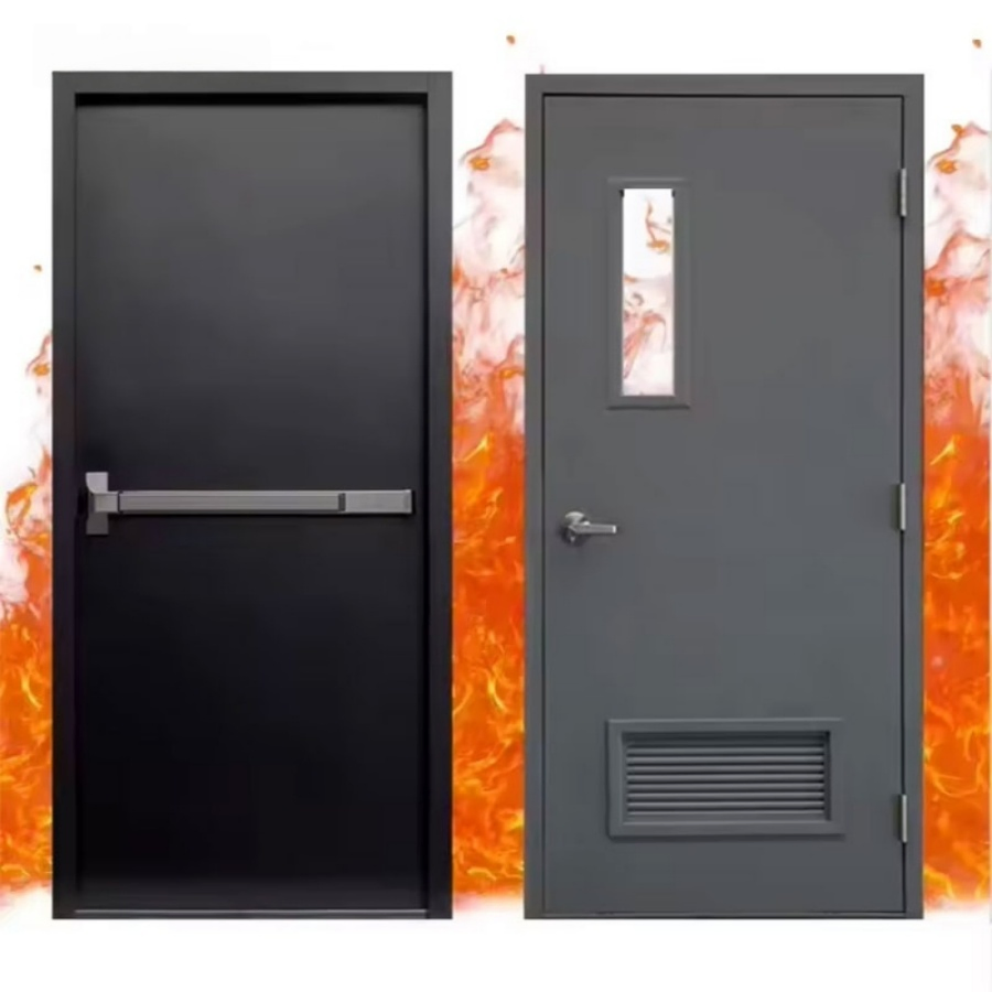 Emergency Exit Over 3 Hours Steel Metal Security Fire Rated Door with Panic Bar Hotel Apartment Hospital School Good Quality Steel Door Fire-Proof Door with Fir